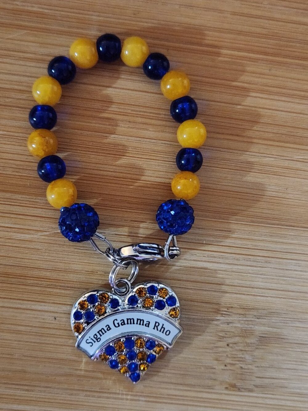 Hand Crafted Cup Handle Charm Sigma Gamma Rho Pendant Royal Blue Gold